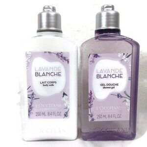 L'Occitane Limited Edition White Lavender Shower Gel & Body Milk Set 250ML NEW